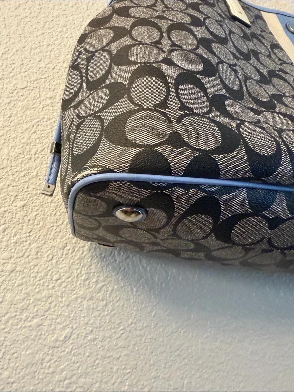 COACH F23049 Signature Stripe PVC Large Carryall Tote Bag